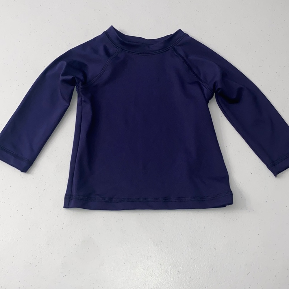 Cat & Jack Baby Boy Navy Long Sleeve Rash-guard Swim Shirt Size 12 Months